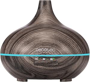 Cecotec Humidificador Ultrasónico con Difusor de Aromas Pure Aroma 150 Yin Grey. Depósito de hasta 150ml, 7 Colores LED Ajustables, Temporizador 3h, Ultrasilencioso, Función de Aromaterapia