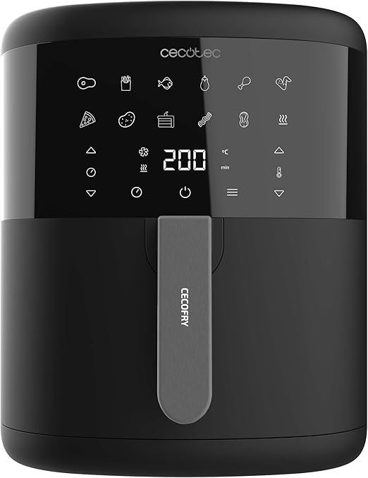 Cecotec Freidora de Aire sin Aceite de 6 L Air Fryer Cecofry Bombastik 6000. 1700 W, Tecnología PerfectCook, Temperatura y Tiempo Regulables, Control Táctil, 12 Modos, Temporizador