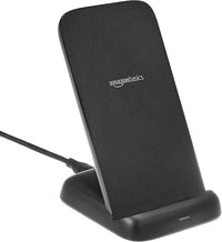 Amazon Basics Soporte de carga inalámbrica de 10 W con certificación Qi, para iPhone 16/15/14/13/12/11/X, Samsung y más, con cable USB (sin adaptador de CA), negro