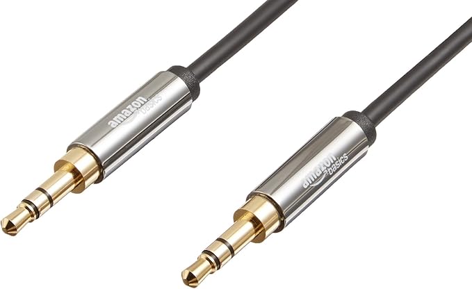 Amazon Basics Câble audio stéréo vers Auxiliaire mâle, 3,5 mm, 1.2 m, Noir