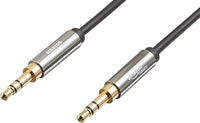 Amazon Basics Auxiliar Cable de audio estéreo (conector macho de 3,5 mm a macho de 3,5 mm, 1.2 m), para Tablet, Negro