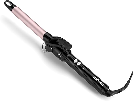 BaByliss Rizador de 19 mm - Tenacilla, Barril Satin Touch, 10 ajustes de Calor, Rizador profesional, Rizos definidos, Acabado duradero, Negro y Rosa, C319E