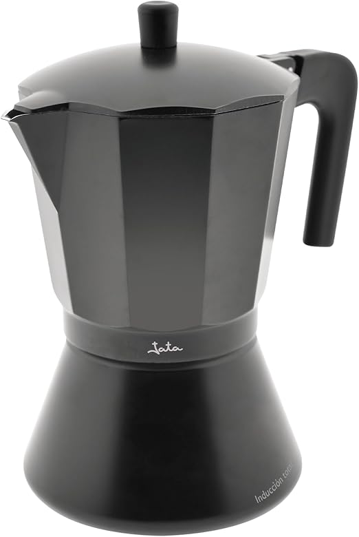 Jata CFI6 - Cafetera Italiana Inducción, Capacidad 6 Tazas, Apta para Todo Tipo de Cocinas, Cuerpo Aluminio, Negro