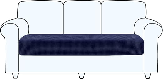 TAOCOCO Fundas de cojín de sofá, Protector de cojín de Asiento de Tela de poliéster de Alta Elasticidad (Azul Oscuro, 3 Plazas)