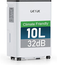 Deshumidificador 10L con Indicador Digital de Humedad,Deshumificadores de humedad Deshumidificador para Hogar hasta 30m² con Apagado Automático, Ideal para, Baños, Dormitorios, Sótanos (10L Blanco)