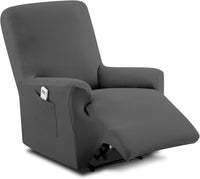 Textilhome Funda Sillón Relax Reclinable Elástica TEIDE, 1 Plaza de 70 a 100 cm, Protector Universal Ajustable con Espuma Antideslizante, Color Gris, Lavable y Resistente.