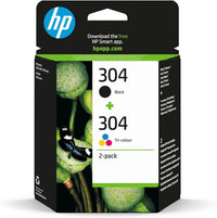 HP 304 Noir et Trois Couleurs, Lot de 2 Cartouches Encre Originales