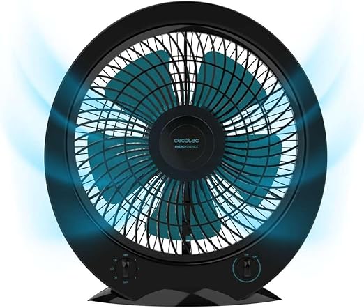 Cecotec Ventilador de Suelo Cuadrado Box Fan EnergySilence 4500 Power Box. 45W, Diámetro 12 Pulgadas, 5 Aspas, 3 Velocidades, Temporizador 1h, Rejilla Giratoria y Máxima Seguridad