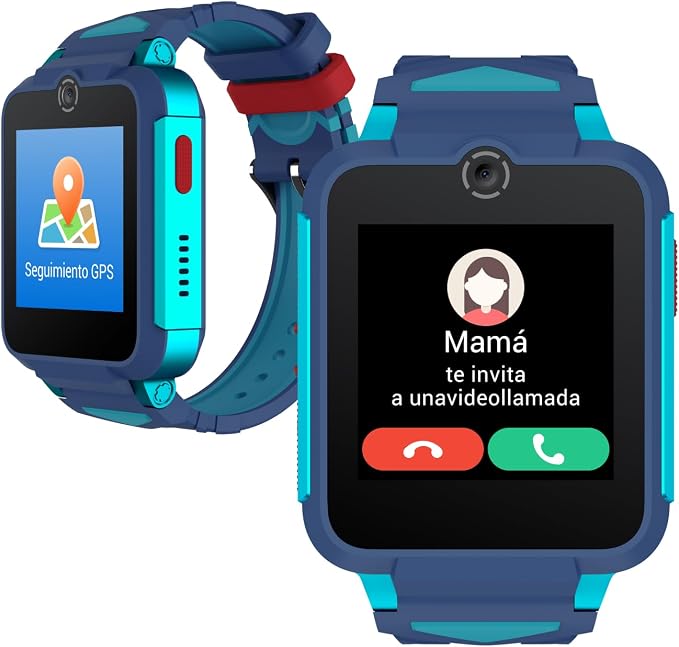 TCL MOVETIME Family Watch 2 Reloj Inteligente Niños - Azul, 4G Videollamadas, GPS en Tiempo Real, Monitor Actividad, Cámara 2MP, Botón SOS, IP65, Control Parental