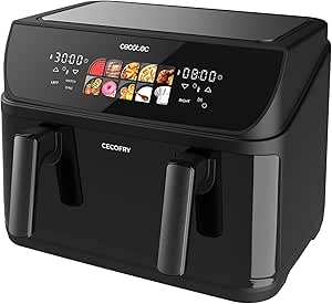 Cecotec Freidora de Aire sin Aceite de 10L con Doble Resistencia, Plancha, Grill, Air Fryer Cecofry&Grill Duoheat 10000. 2800W, Pared Divisoria Móvil, Temperatura Regulable 40-200°C, 10 Menús