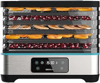 Cecotec Deshidratador de Alimentos VitaDry Pro. 300 W, Deshidratadora de Frutas con 5 Bandejas Altura Regulable, Pantalla Digital, Temporizador 30 min a 48 hs, Temperatura 35º-70º, Inox