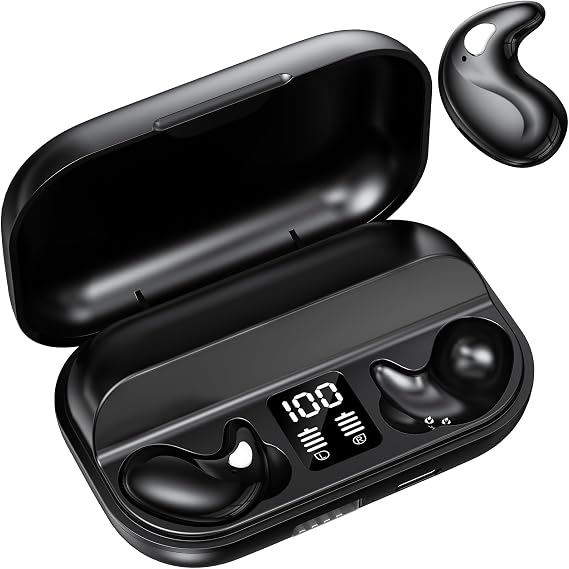 ROTRES Auriculares Bluetooth para Dormir, Mini Invisibles en La Oreja, Bluetooth 5.3, para Orejas Pequeñas, Antirruido para Dormir de Lado (Ferroso)