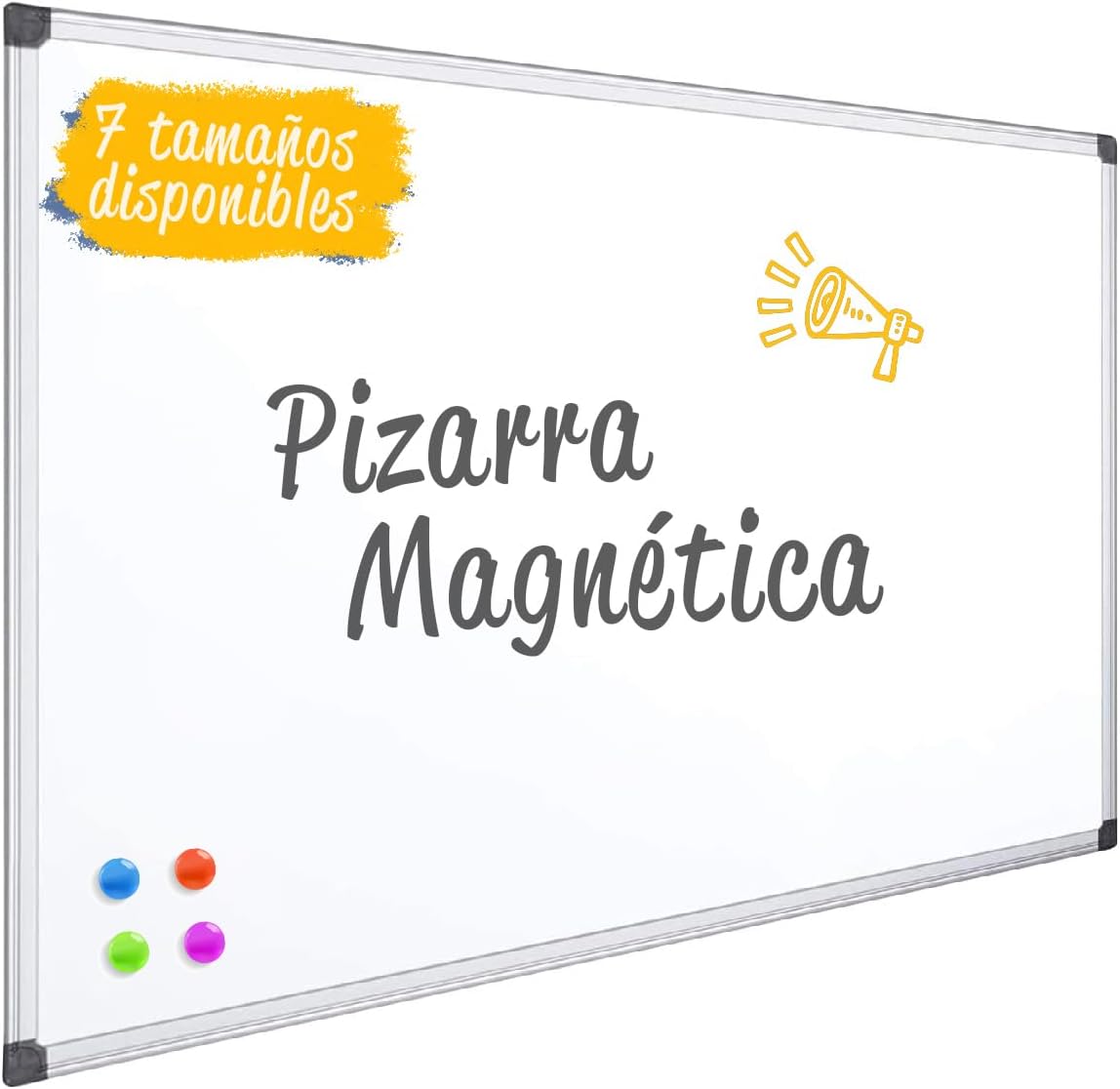 OFITURIA® Pizarra Blanca Magnética Lacada Con Marco De Aluminio Resistente Fácil De Borrar En Seco, Medida 200x100cm