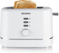 SEVERIN tostadora automática, para 2 rebanadas, accesorio para panecillos, funciones para recalentar y descongelar, grado de tostado ajustable, desconexión automática, 850 W, blanco, KA 4324