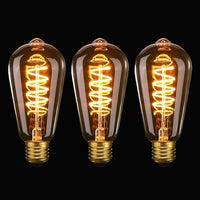 Thumbnail for SageSunny Bombilla Edison Vintage E27 LED Regulables Bombillas ST64 4W 40W Equivalente Espiral Estilo Retro Antiguo Bombilla Filamento LED de Vidrio Ã¡mbar Decorativa LÃ¡mpara CÃ¡lida 2200k 3 pieza