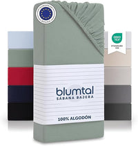 Thumbnail for Blumtal sabana bajera algodon 90x200 cm Jersey - sabanas bajeras de 100% algodon - sujeta sabanas bajeras certificada OEKO-TEX - sabanas 90x200 - sabana bajera 90x200 - sabanas 90 x 200 - verde verano