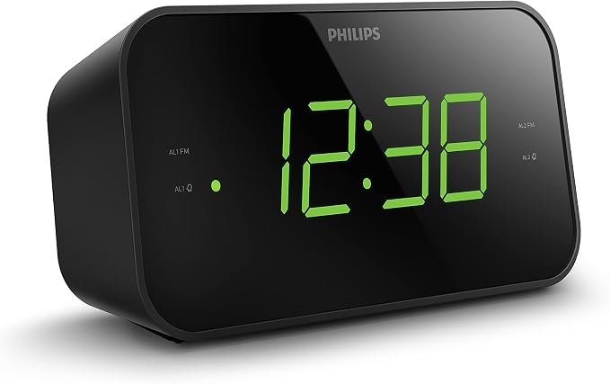 TAR3306/12 Philips Despertador Radio con Pantalla para la Cabecera, Radio Digital con Doble Alarma, Temporizador para Dormir y Función de Repetición, Negro con Pantalla