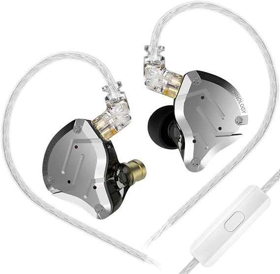 Yinyoo KZ ZS10 Pro Auriculares con Cable IEM 1DD 4BA- In Ear Monitors con Micrófono - Auriculares in Ear Híbridos para Músicos y Gamers- Cable Anti-enredos OFC 3.5mm