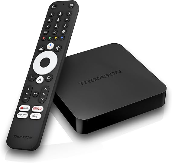THOMSON Google TV Streaming Box 240, 4K UHD, Google Assistant, Google Cast, Wi-Fi, Bluetooth 5.0, HDMI 2.1, Dolby Atmos, Dolby Digital+, HDR10, 2 GB RAM, 8 GB Memoria