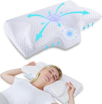 HOMCA Almohada Cervical de Espuma Viscoelástica, Blanco, 60x35x8/12cm