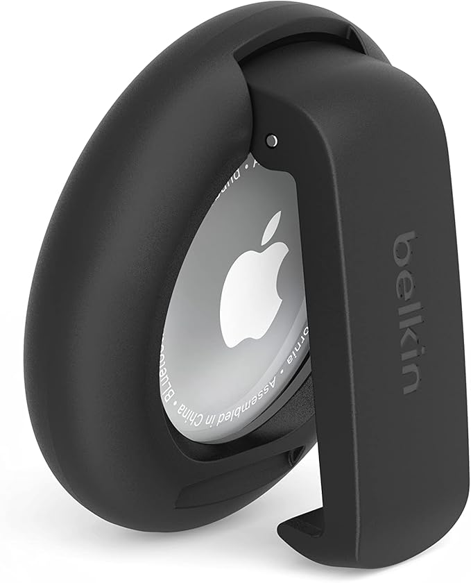 Belkin Funda para Apple Airtag con Clip, Carcasa Protectora Secure Holder con Llavero, Anillo con Llavero para Air Tag con Cobertura Antiarañazos, Negra