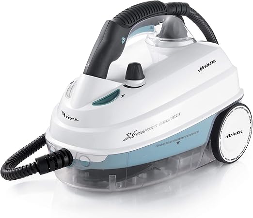 Ariete 4146 Limpiadora de Vapor, 5 Bars de Presión, Potencia 1500 W, Autonomía 55 min., color blanco y detalles en azul