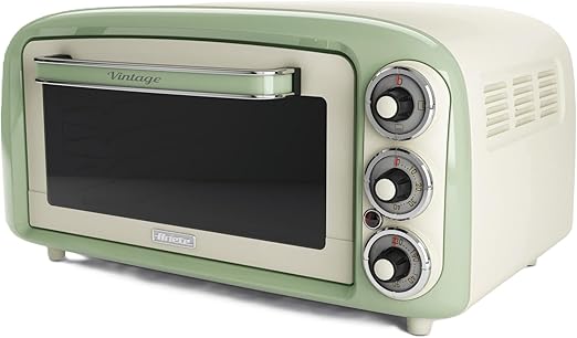 Ariete 979 Forno Elettrico di Design 18 Litri - Ideale per pizza da 30 cm - Doppio vetro - 1380 Watt - Acciaio Inox - Linea Vintage - Verde