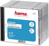 Hama Boîtier standard double (pour CD et disques Blu-Ray, Étui protecteur pour CD, paquet de 10) Noir/Transparent