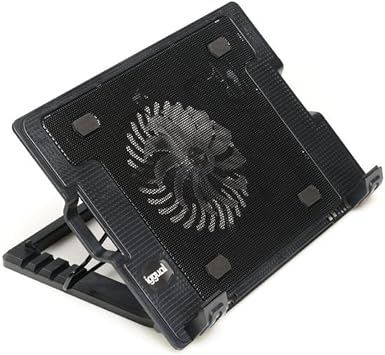 iggual – Base Refrigeradora Portátil de hasta 17” con 1 Ventilador Ultra Silencioso, Base Ajustable y Antideslizante con 4 Alturas, Incluye Cable USB-A (RP1V17)
