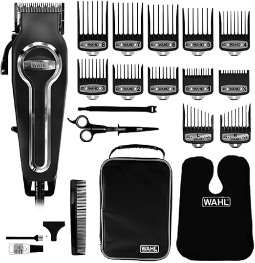 Wahl Cortapelos para hombre con cuchillas autoafilables de precisión, afeitadora de cabezal Elite Pro, cortapelos para hombre, peines de corte Secure Fit Premium, peluqueros profesionales, con cable