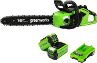 Thumbnail for Greenworks GD40CS18K2X Motosierra a Batería, Motor sin Escobillas, Barra de 40 cm, Velocidad de Cadena 20 m/s, 3,81 kg, Autoengrasado, Protección de Retroceso, 2 de las Baterías de 40V 2Ah y Cargador