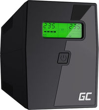 Green Cell SAI Sistema de alimentación ininterrumpida UPS Potencia 600-999VA (360W) 230V Fuente de alimentación Continua Line Interactive senoidal AVR USB/RJ11 2X Schuko Tomas con Pantalla LCD