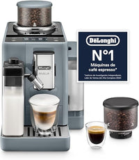 De’Longhi Rivelia – Cafetera Superautomática, LatteCrema Jarra de leche automática, 16 Bebidas One-Touch, Pantalla Táctil, Depósitos de Granos de Café Intercambiables, Gris (EXAM440.55.G)