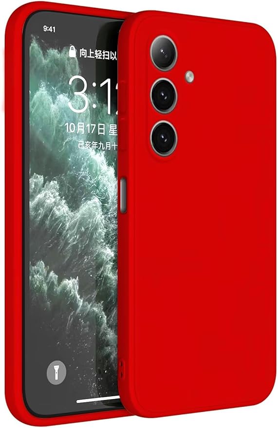 HAFFAN Funda de Silicona TPU Compatible con Samsung Galaxy S24 FE (6.7" Inches), Carcasa Protectora para Teléfono Móvil - Rojo Chino