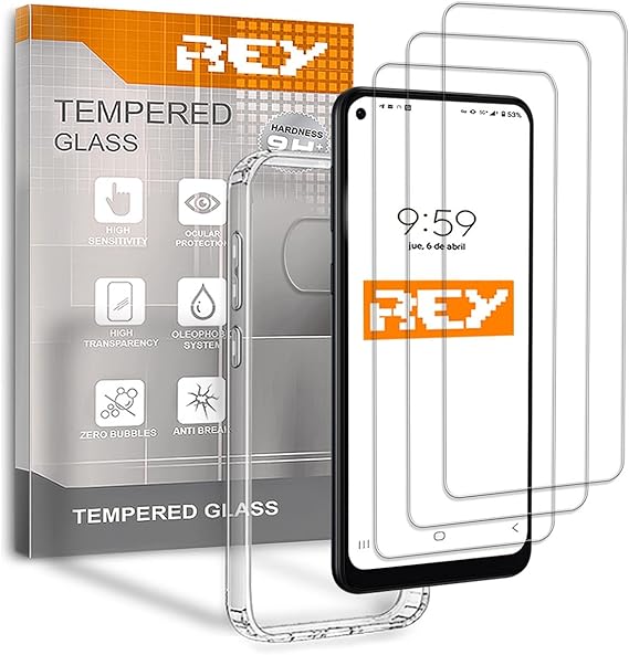 REY 3X Protector de Pantalla y Funda para XIAOMI POCO X3 NFC - POCO X3 PRO, Cristal Vidrio Templado y Silicona TPU de Alta Resistencia