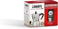 Bialetti Cafetera, Aluminio, 6 Tazas + Perfetto Moka, Gris, negro