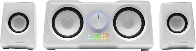 Mars Gaming MS22, Altavoces Gaming Compactos 2.2, RGB Flow, Subwoofer + 4 Drivers Activos, Sonido DSP 35W, Blanco