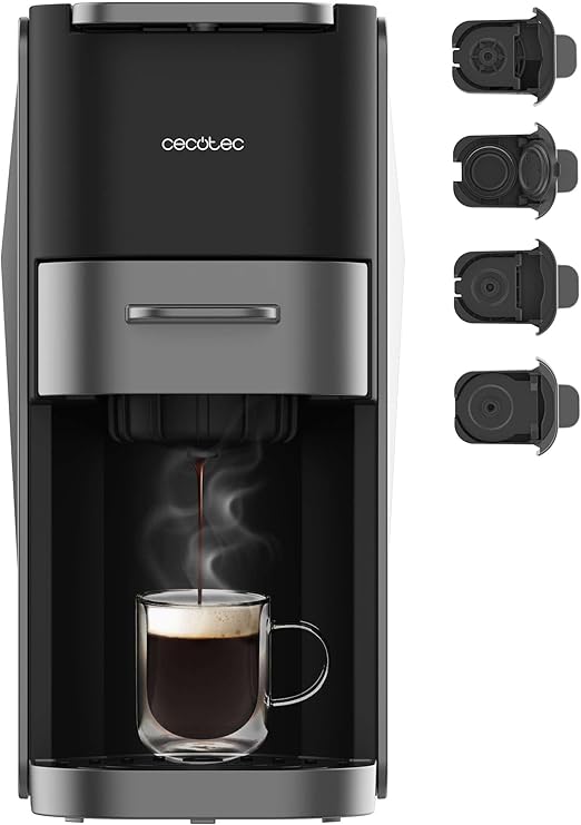 Cecotec Cafetera Cápsulas Express Compacta FreeStyle Compact Dark. 1200W, Bomba de 20 Bares, Compatible con Dolce Gusto, Nespresso, ESE Pod y Senseo, Depósito 700ml, Diseño Elegante