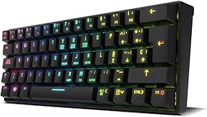 KROM KLUSTER - Teclado Gaming mecánico RGB, Bluetooth 5.0 y USB, diseño en formato 60%, compatible Windows, Android, IOS y MACos, layout español, color negro.
