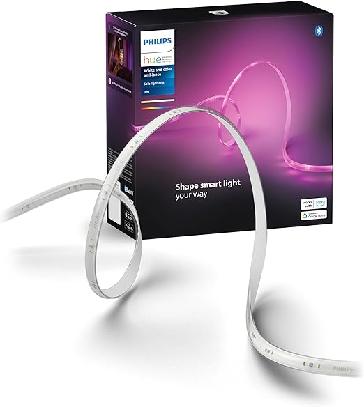 Philips Hue Solo 3M - Tira LED Inteligente, Pack 1un de 3m, ideal para Interior, control con Hue App, Funciona con Alexa, Google Assistant y Apple HomeKit