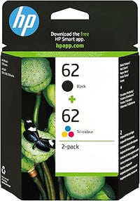 HP N9J71AE 62 Cartucho de Tinta Original, 2 unidades, Tricolor/Negro, Estándar