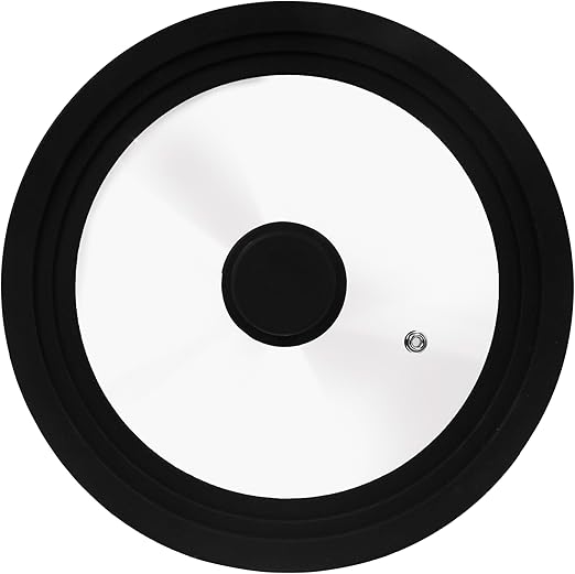 Zanetti, Tapa universal de cristal para ollas y sartenes, borde de silicona resistente al calor, apto para diámetros de 16, 18 y 20 cm