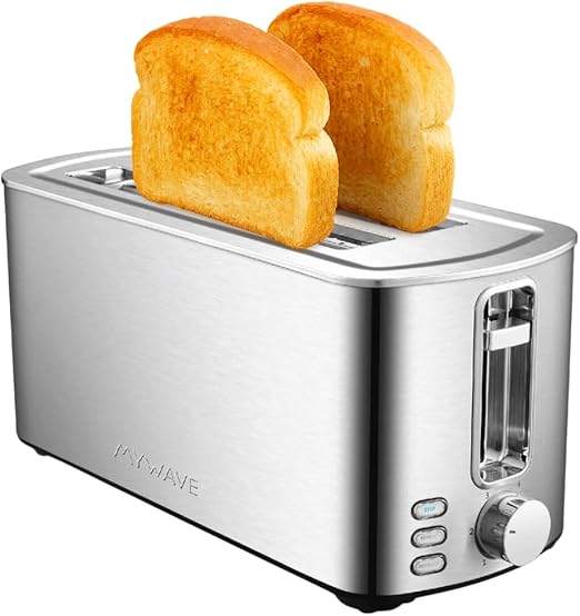 My Wave - Tostador Doble Ranura - Para Todo Tipo de Pan y Bollería - Potencia 1400W - Temperatura Regulable - Funciones Incluidas de Recalentar, Descongelar y Detener - Fabricado en Metal