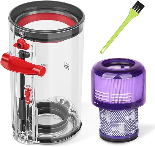 DrRobor Contenedor y Filtro para Dyson V11 V15 Aspiradora, Cubo Basura para SV14 SV15 SV22 Cubo de Polvo Part No. 970050-01/965443-01