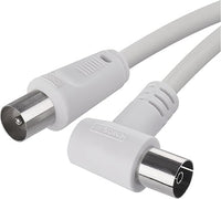 EMOS Antennenkabel, Koaxialkabel, Fernsehkabel 10 m, Koax-Kabel für Digitales Fernsehen, TV, Receiver, SAT, doppelt abgeschirmt, gerader Koax-Stecker auf gewinkelte Koax-Buchse (90° Grad)
