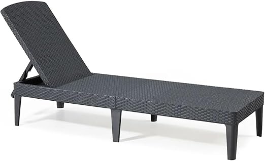 Keter Jaipur-Tumbona de Jardín plegable, para Exterior terrazas, Patios, Jardines, Color Gris