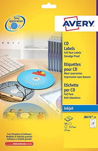Thumbnail for Avery España J8676-25 - Etiquetas adhesivas para CD, inkjet (50 etiquetas mate, 117 mm) Caja de 25 hj