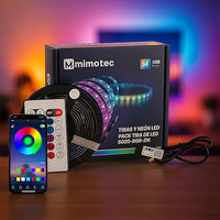 M mimotec - Tira LED USB 5V RGB, Luz LED Habitación 2 metros con adhesivo, Control Musical con App, Multicolor Regulable en intensidad, Súper Brillante LED Tira para Fiestas, MI5503