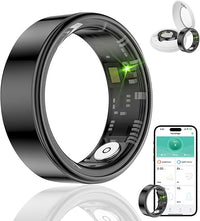 HPLSZCN Anillo Inteligente para Hombre y Mujer con Estuche de Carga, Modo multideportivo, podómetro, frecuencia cardíaca, SpO2, sueño, Resistente al Agua IP68, Monitor (Amarillo, 15)