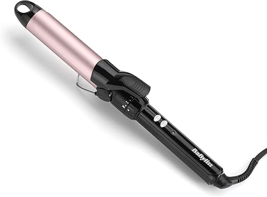 BaByliss Tenacilla 32 mm - Rizador de pelo, Barril Pro Satin Touch, 10 ajustes de temperatura, Calentamiento rápido, Rizos sin encrespamiento, Ondas duraderas, Soporte integrado – Negro y rosa, C332E